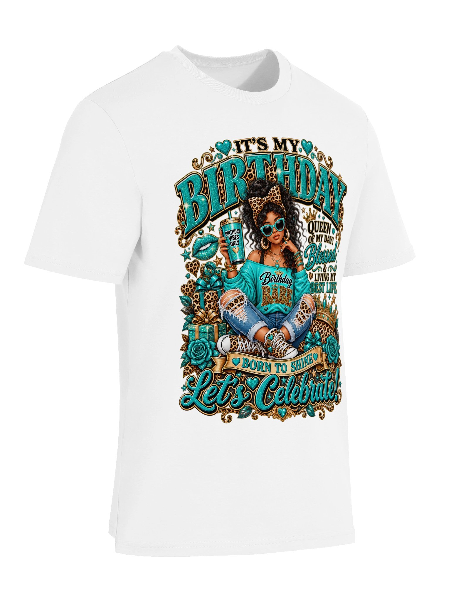 It's My Birthday Queen Of My Day Blessed & Living My Best Life T-Shirt, Birthday Queen Gift, Birthday Celebration Graphic Tee product image (34)