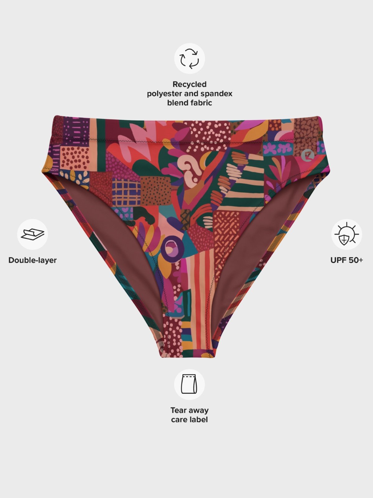High-Waisted Bikini Bottom "Abstract African Ethnic Pattern" product image (9)
