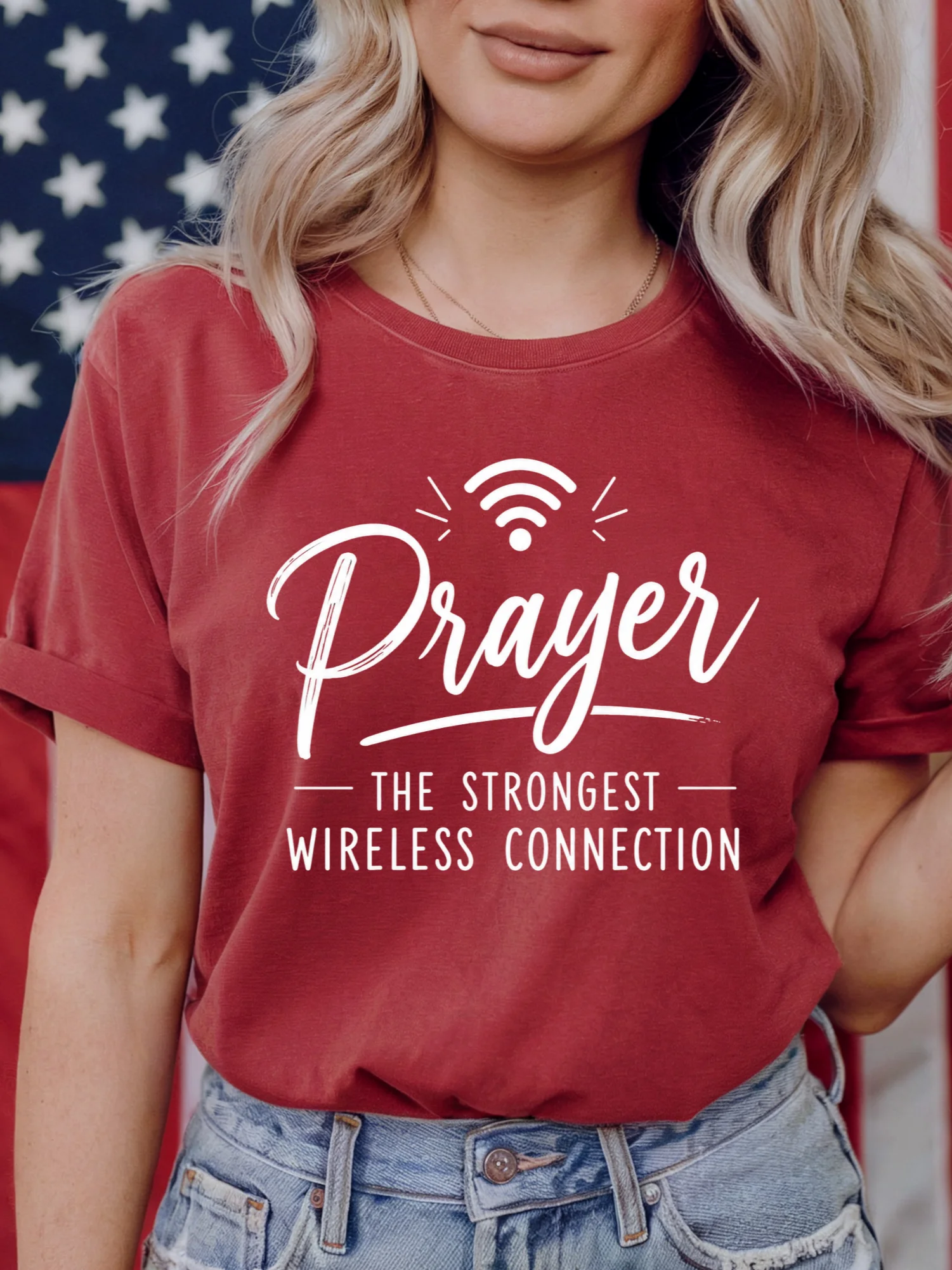 Prayer The Strongest Wireless Connection Shirt | Christian Faith T-Shirt | Inspirational Religious Apparel | Prayer Warrior Gift | Kingdom Life Co. product image (1)