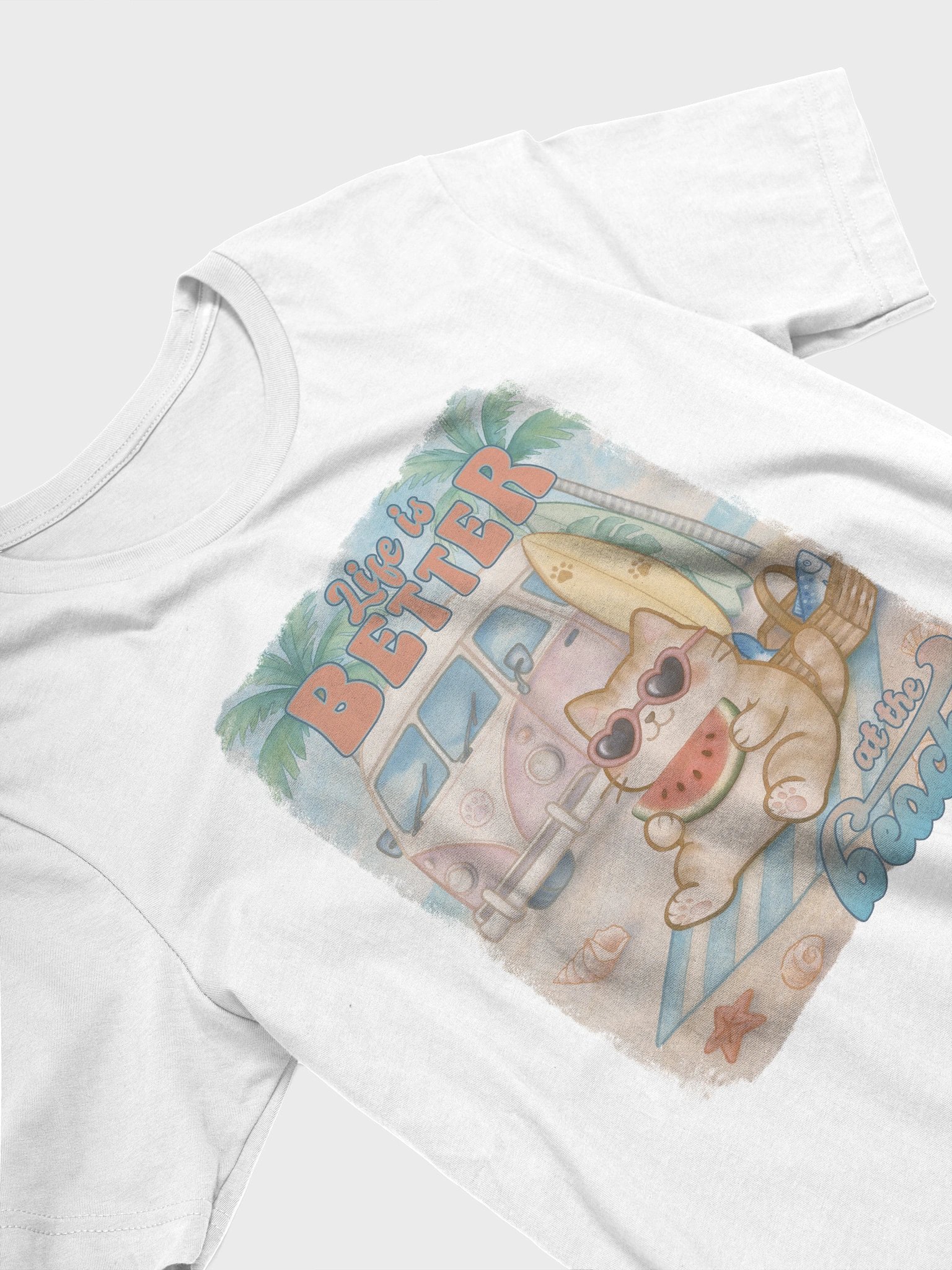 Summer Surf Cat -Unisex Tee Lightweight product image (12)