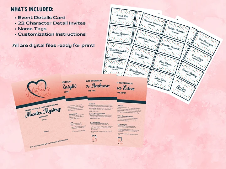 A Valentine's Dinner Disaster - A Valentine’s Murder Mystery - Invitations Add-On product image (2)