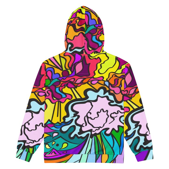 Vibrant Swirls Recycled Zip Hoodie - Wave at Sunset product image (2)