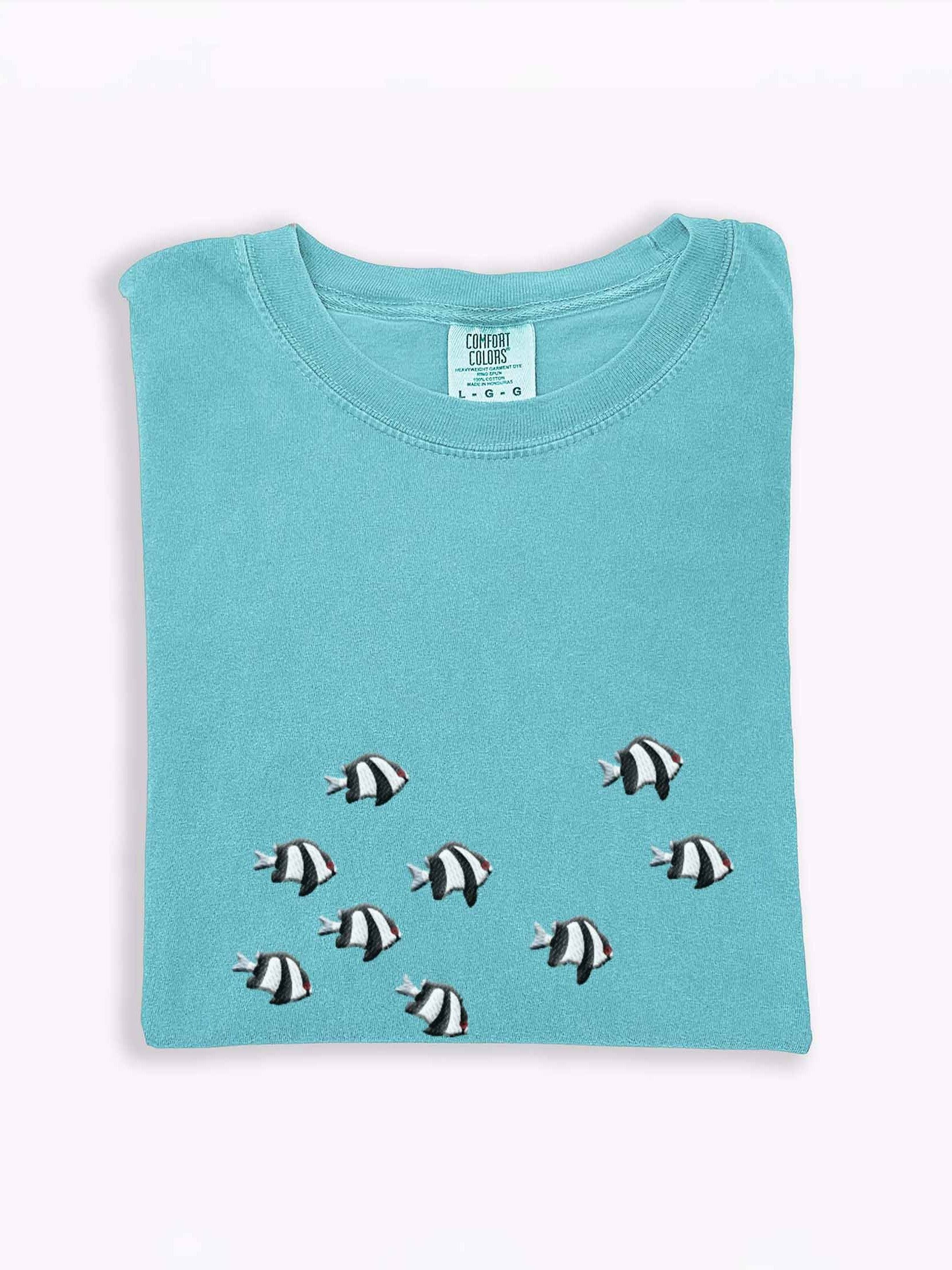 A School of Three-Stripe Damsels Embroidered Premium Shirt | Saltwater Reef Aquarium Fish & Marine Life Apparel product image (1)