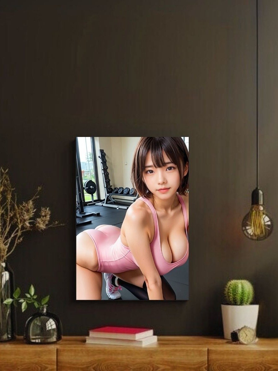 Fitness Gym Girl 8x10 Metal Wall Art – Pink Bodysuit Model Metal Poster product image (2)
