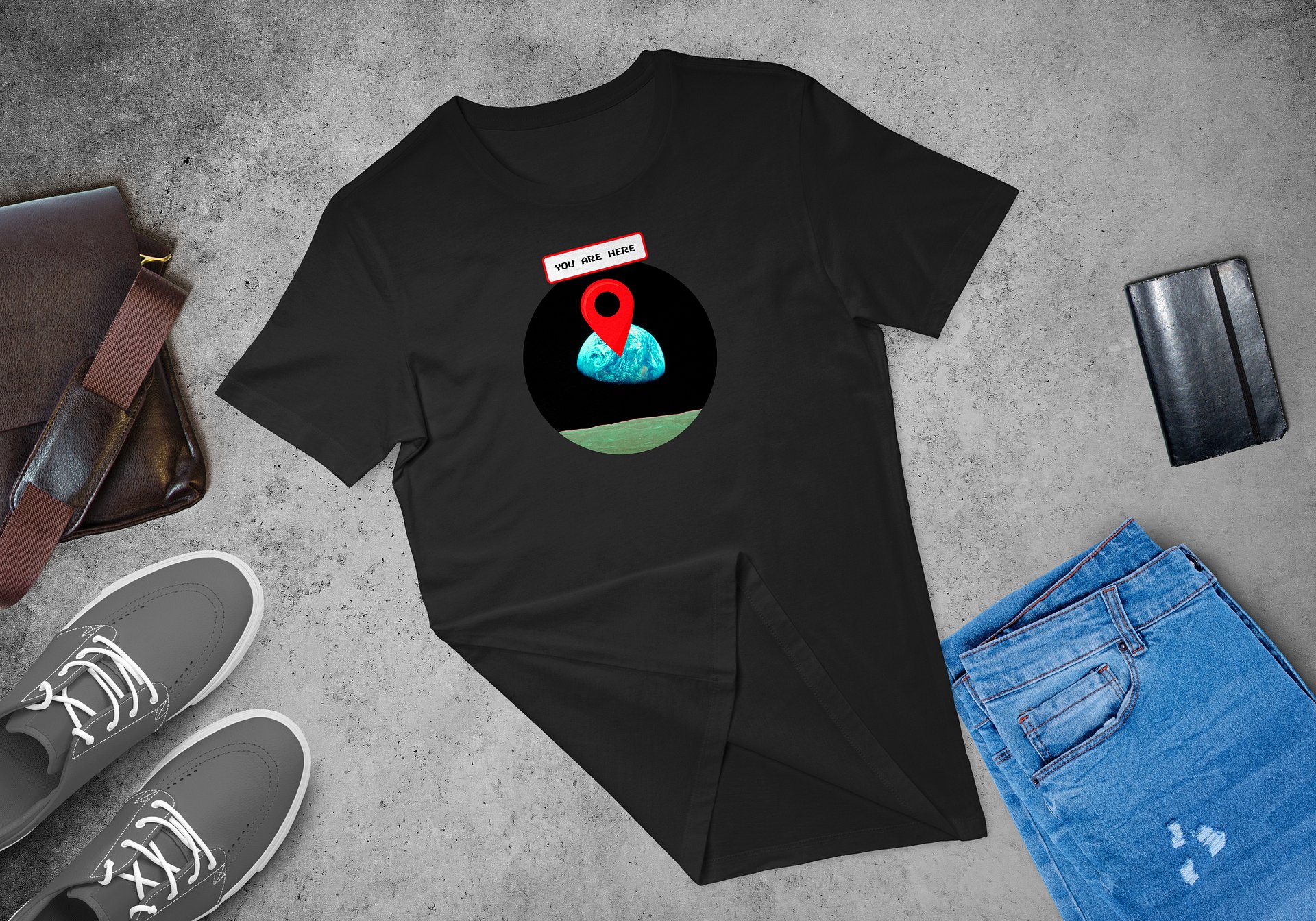 You are here: Earthrise. NASA Apollo 8 — Short-Sleeve Unisex T-Shirt, Space T-Shirt product image (4)