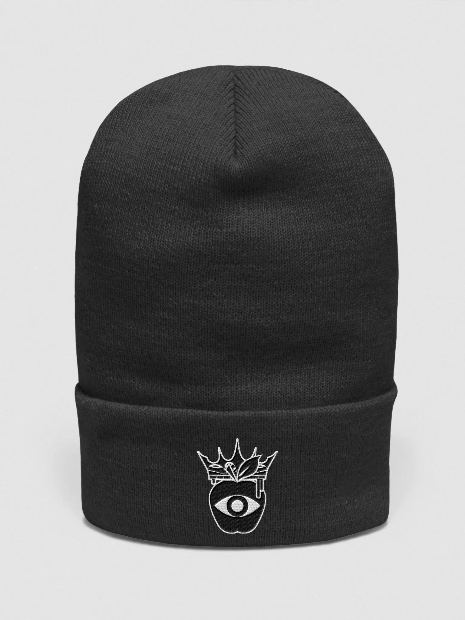 Crowned Apple (Black) Embroidered ✦ Yupoong Cuffed Beanie product image (2)