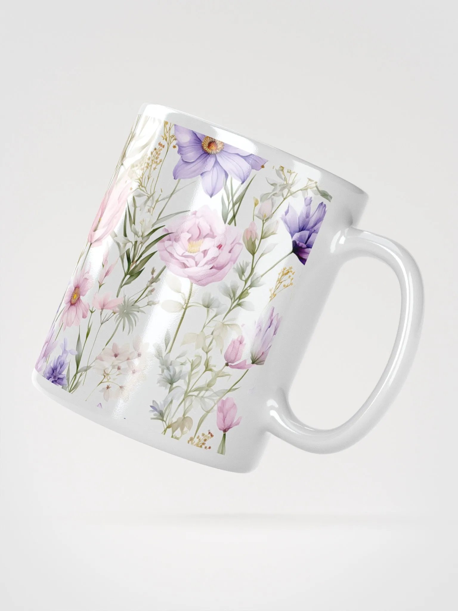 Floral Serenity White Glossy Mug product image (4)