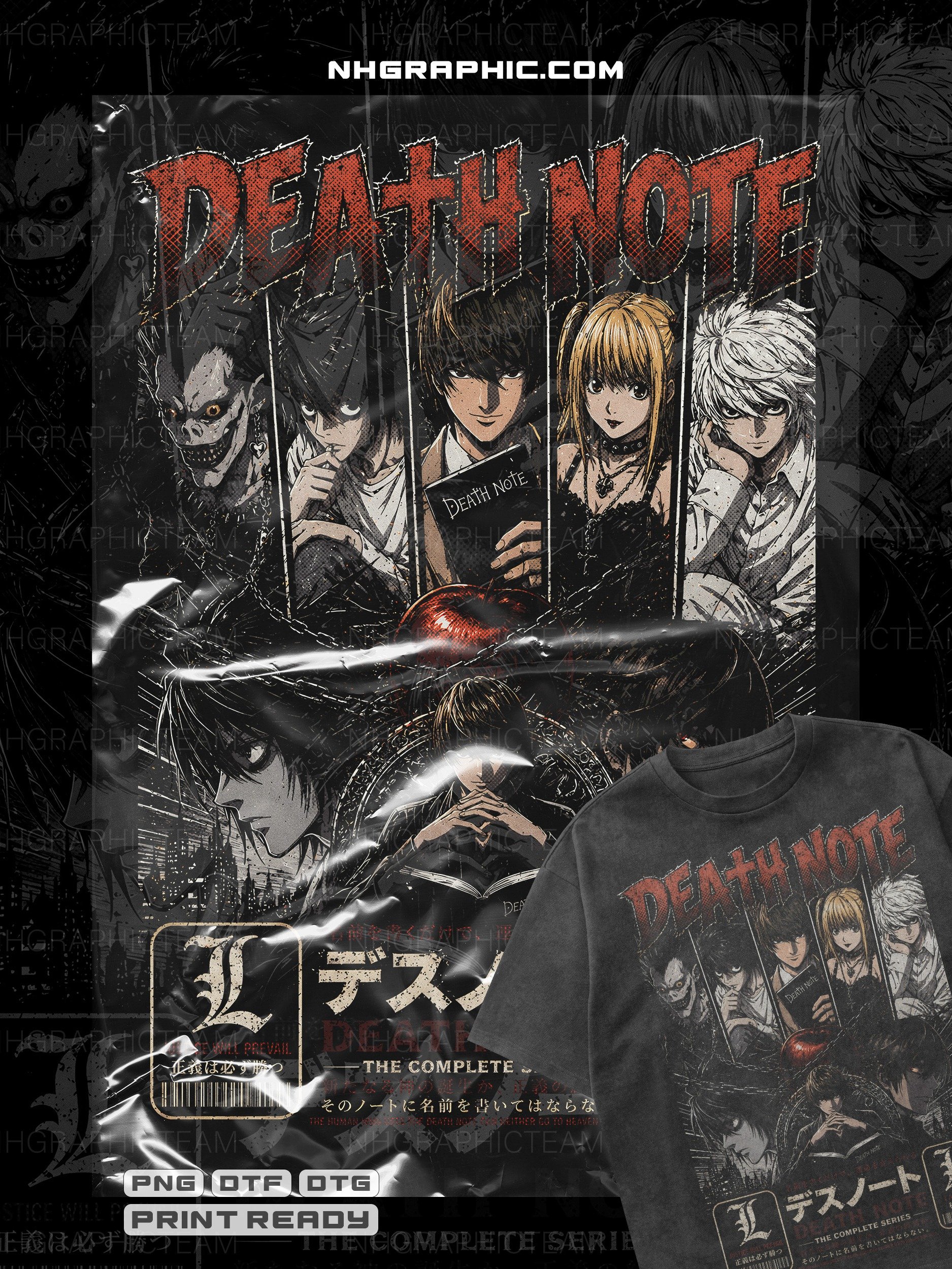 10 Halftone Anime Shirt PNG Designs DTG DTF Bundle product image (3)