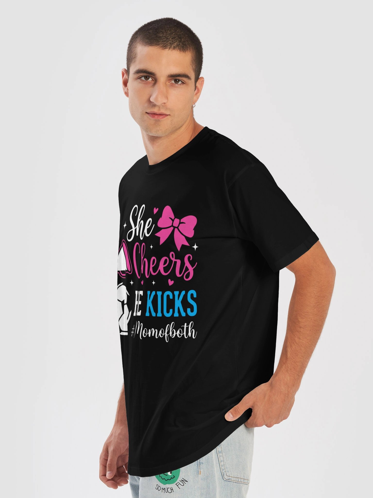 She Cheers He Kicks Mom of Both Cheer and Soccer Mom T-Shirt product image (7)