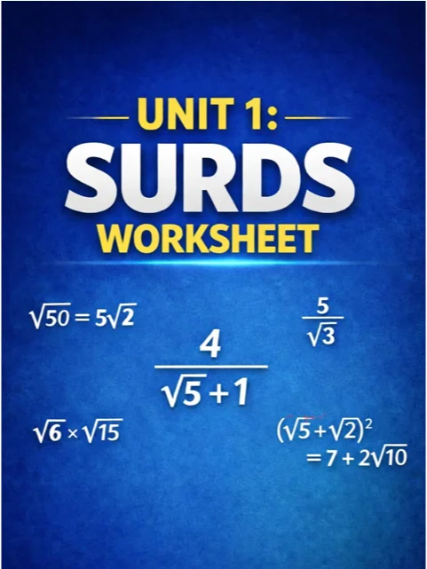 QCAA Maths Methods — Unit 1: Surds Worksheet product image (1)