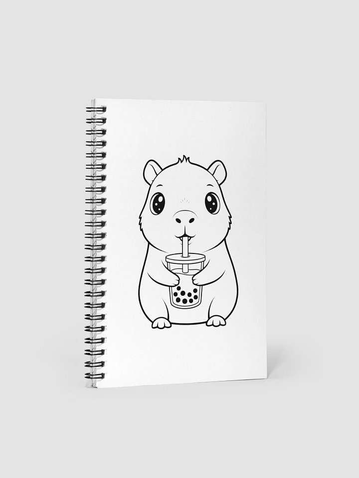 Capybara Journal Kawaii Design Animal Drinking Bubble Tea Cute Spiral Notebook product image (1)
