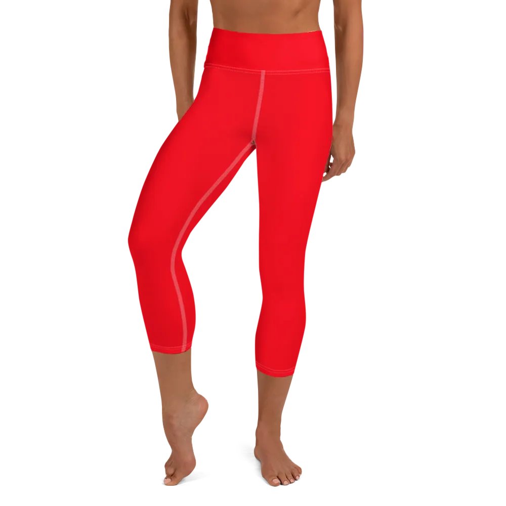 Bright Red High-Waist Capri Leggings product image (1)