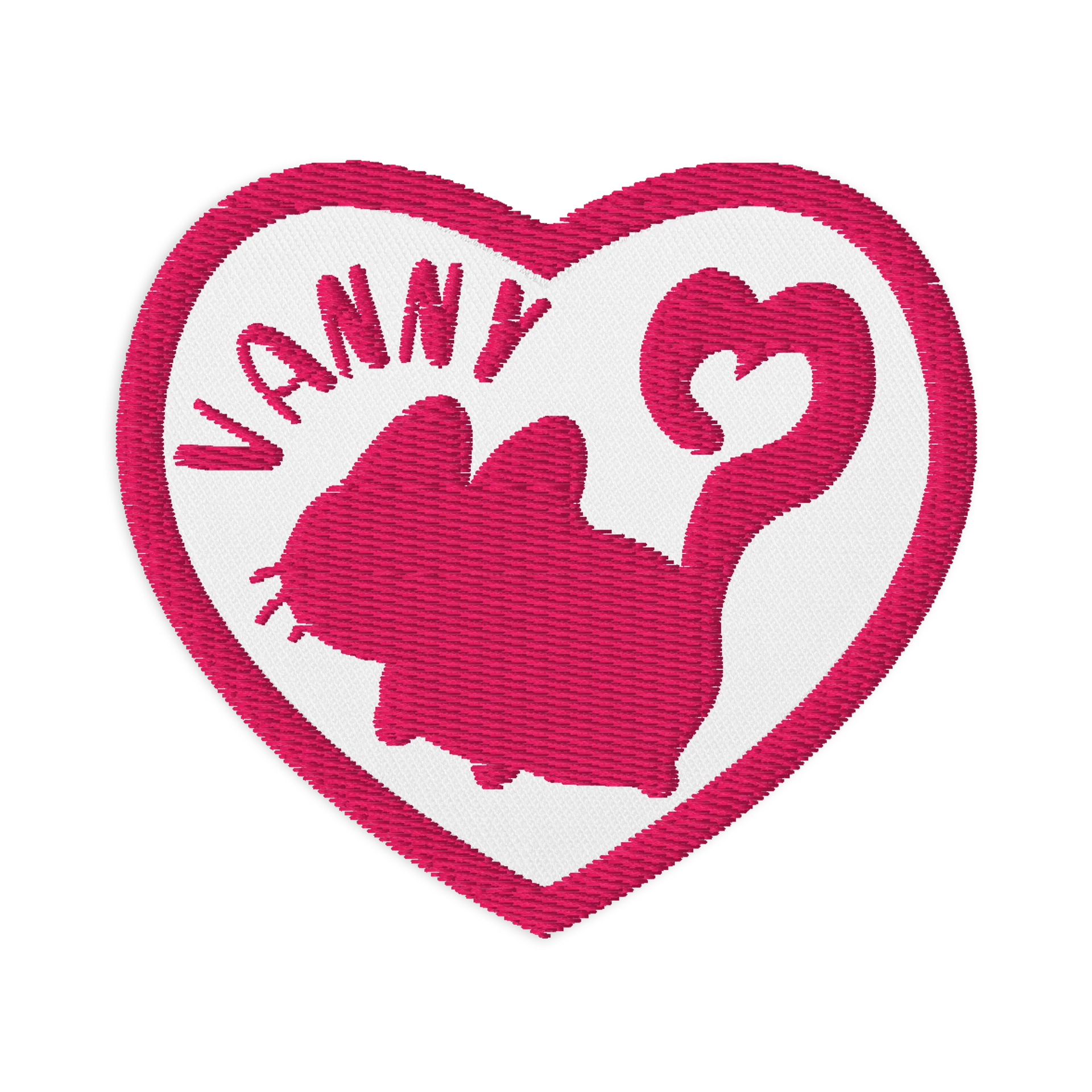 “i ♥️ vanny” pink heart embroidered patch product image (1)
