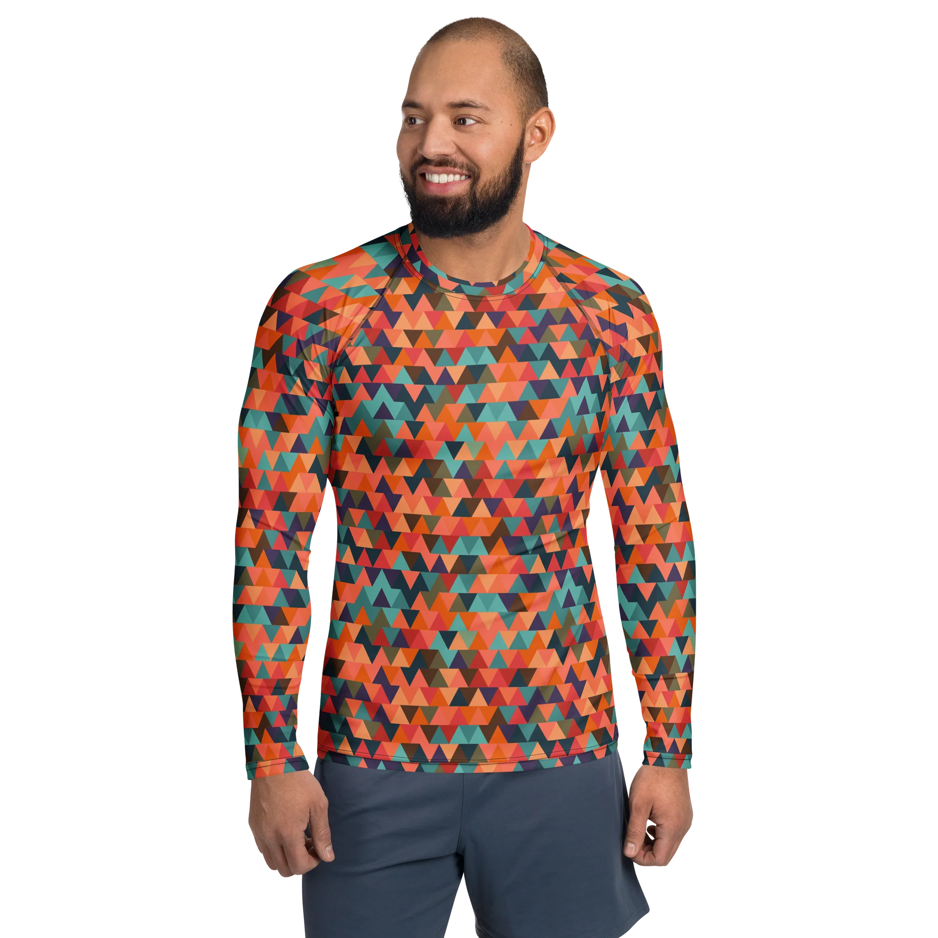 Colorful Geometric Triangles Men's Rash Guard product image (1)