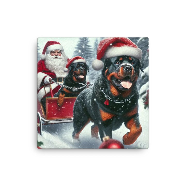 Festive Rottweiler Sleigh Ride Thin Canvas product image (1)