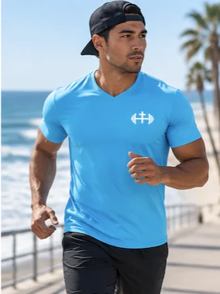 His House Mens Performance V-Neck T-Shirt - Blue Sky by His House