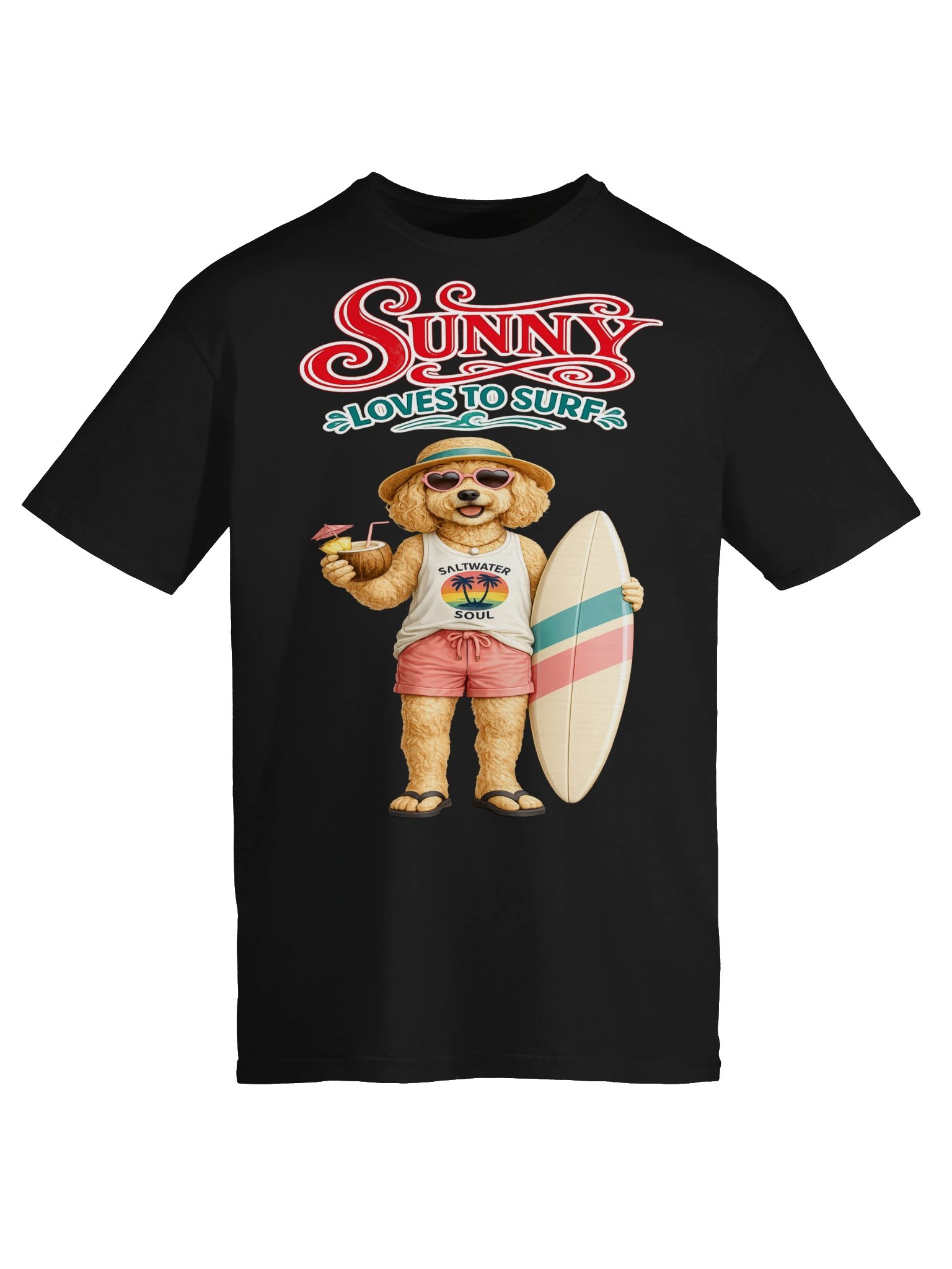 Sunny Loves to Surf Doodle Adult Tee product image (5)