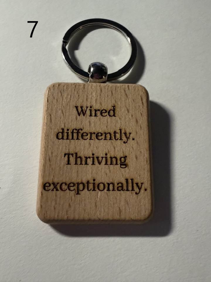 Wooden Engraved Neurodivergent Keychains | ADHD, Autism, Anxiety, and More (1) product image (7)