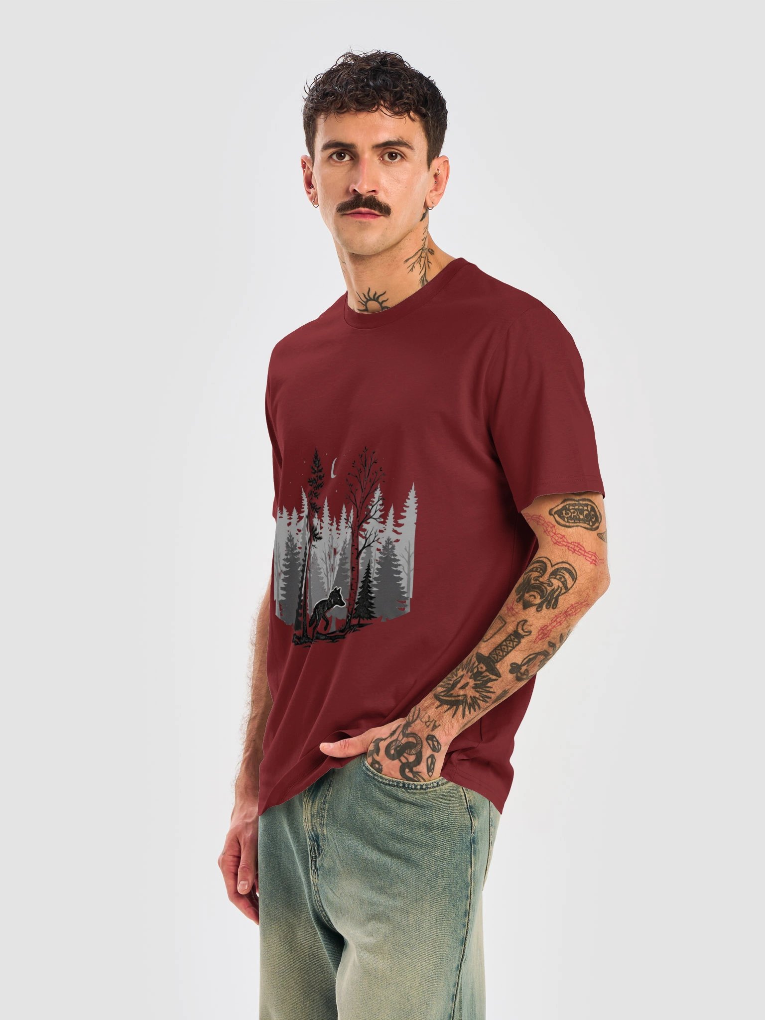 Midnight Forest Wolf T-Shirt product image (22)
