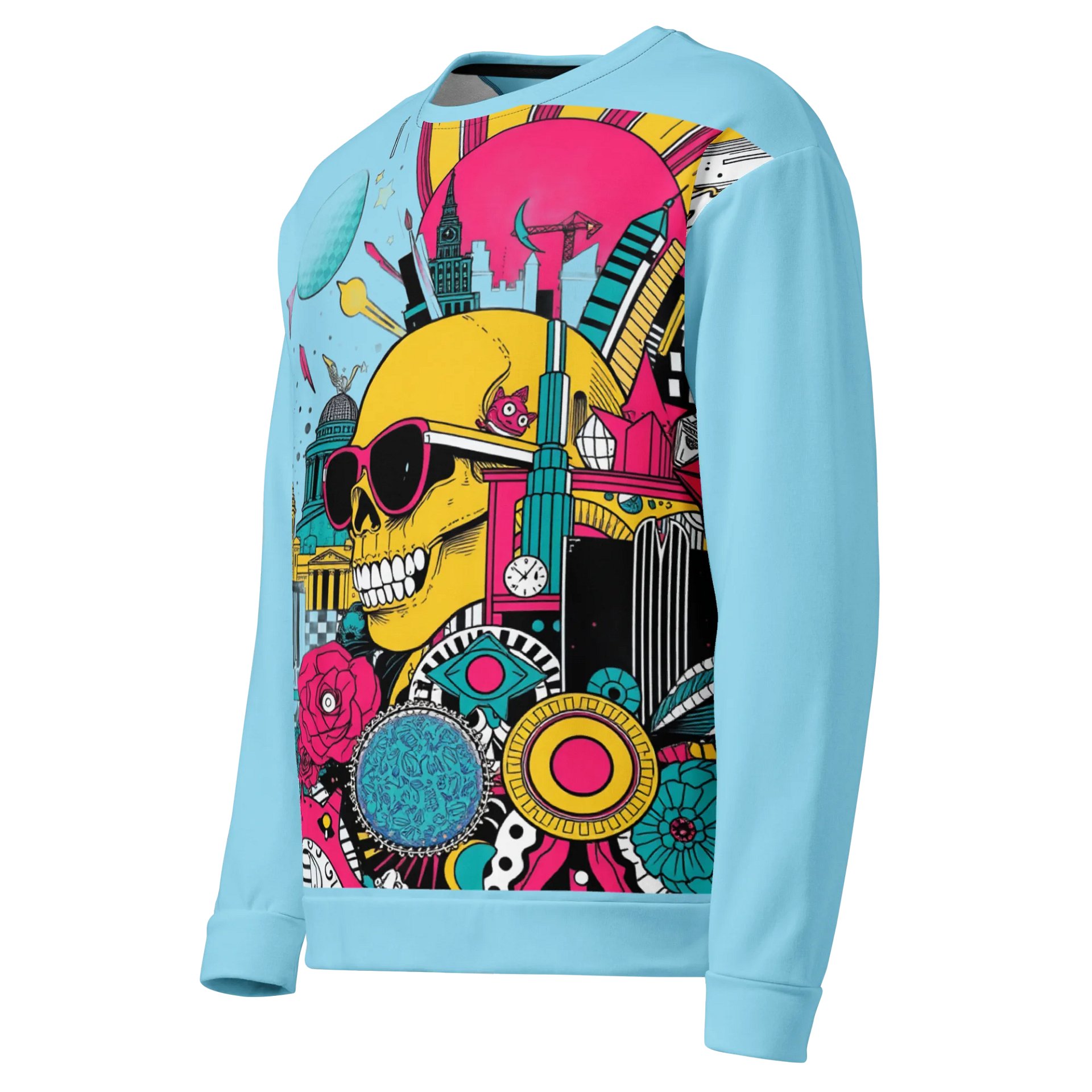 Surreal Skull City All-Over Print Sweatshirt product image (3)
