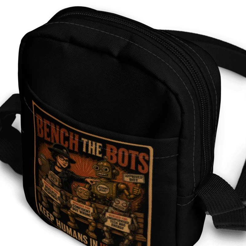 Bench the Bots Utility Crossbody Bag | Retro AI Protest Bag product image (2)