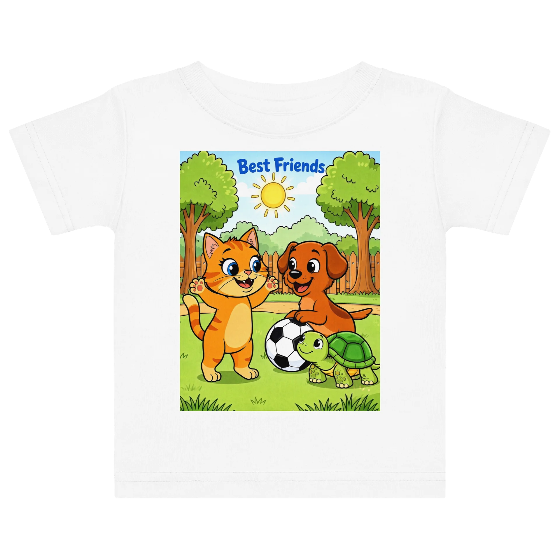 Kitten & Puppy Cartoon Animal Baby Tee product image (1)