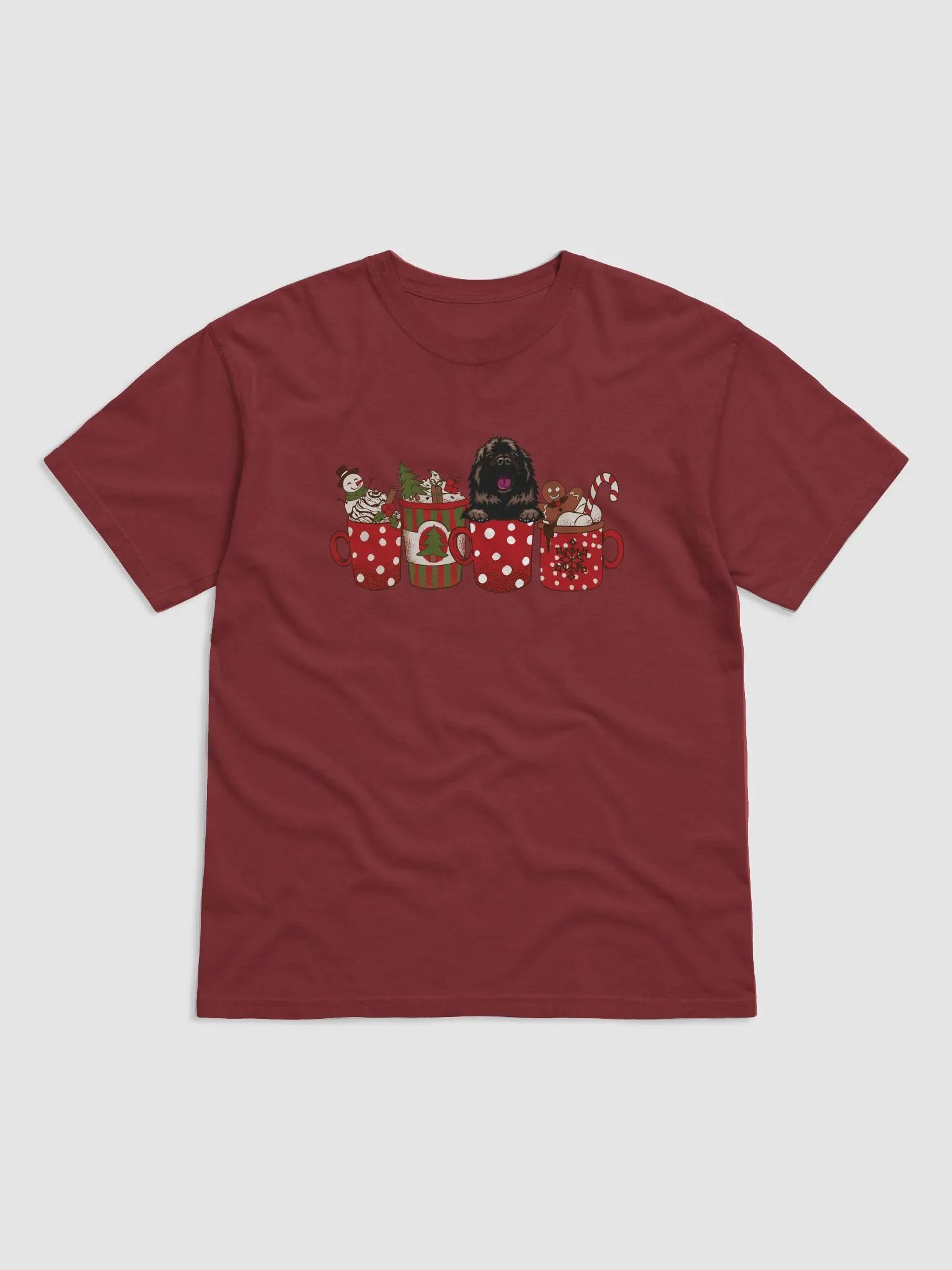 Cute Newfoundland Dog in a Christmas Cup T-Shirt | Funny Christmas Pup in a Cup product image (4)