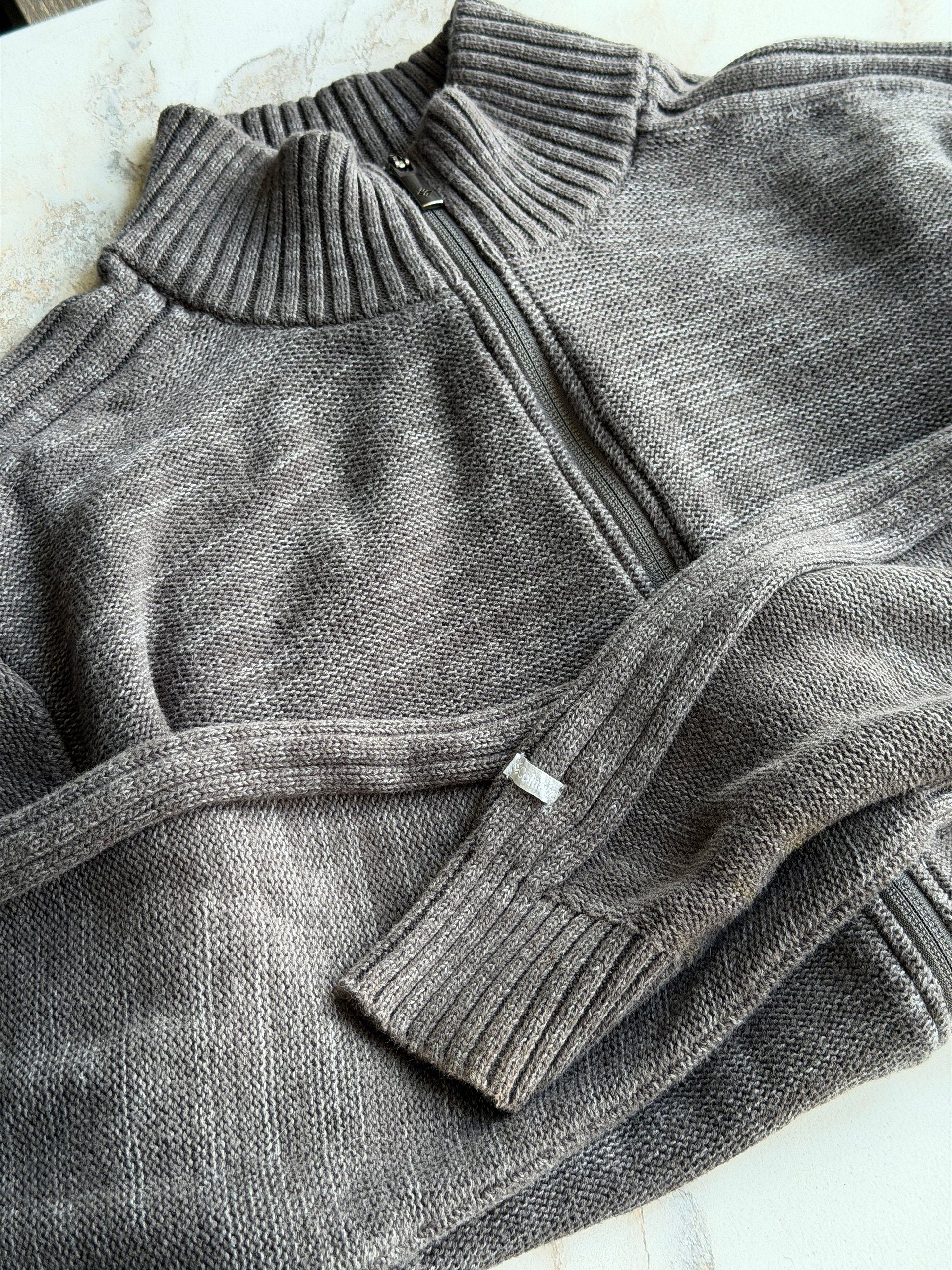 Columbia 100% Cotton Mock Neck Zip Sweater | Brown Gray | XXL product image (1)