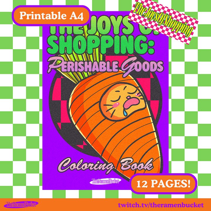THE JOYS OF SHOPPING: PERISHABLE GOODS Coloring Book - Printable A4 product image (1)