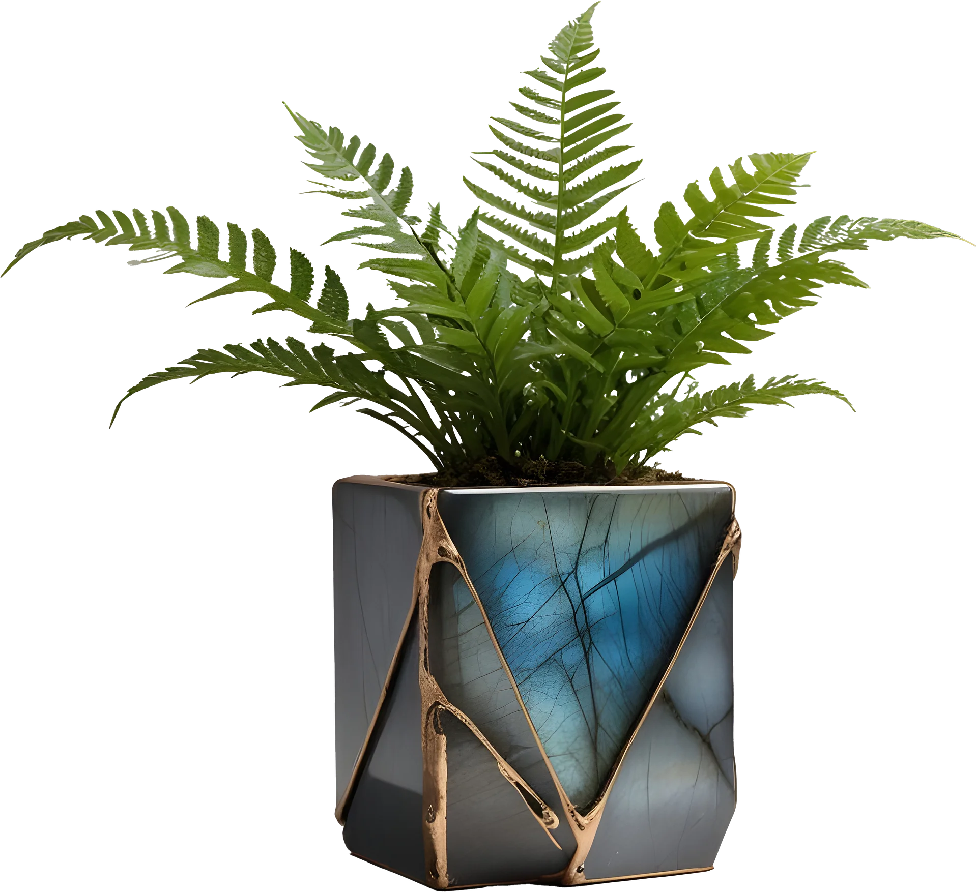 Stellar Luxe – Geometric Labradorite Planter PNG product image (1)