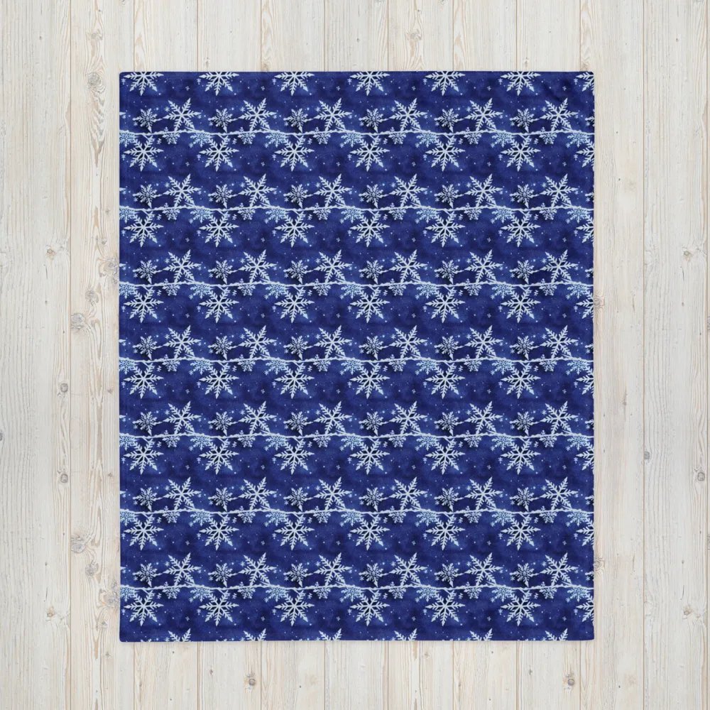 Indigo Snowflake Fluffy Blanket Throw product image (9)