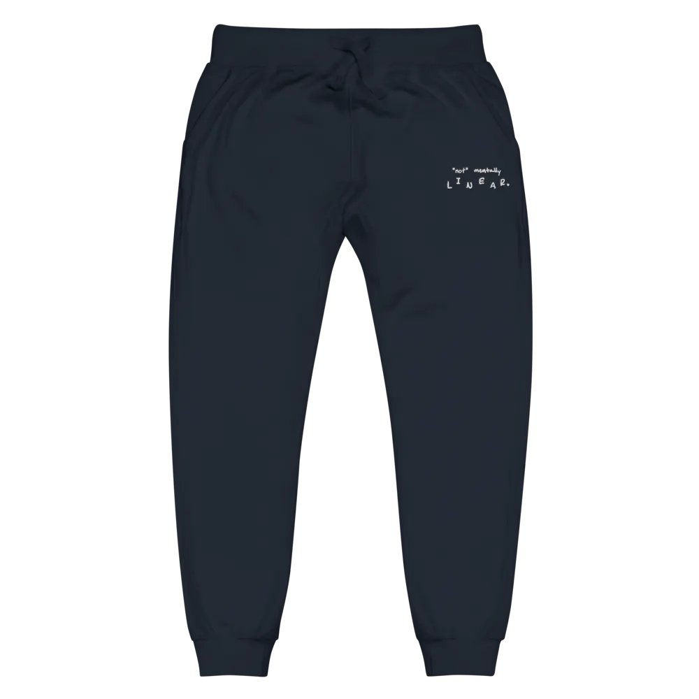 *not* mentally linear (lined design) embroidered fleece sweatpants product image (12)