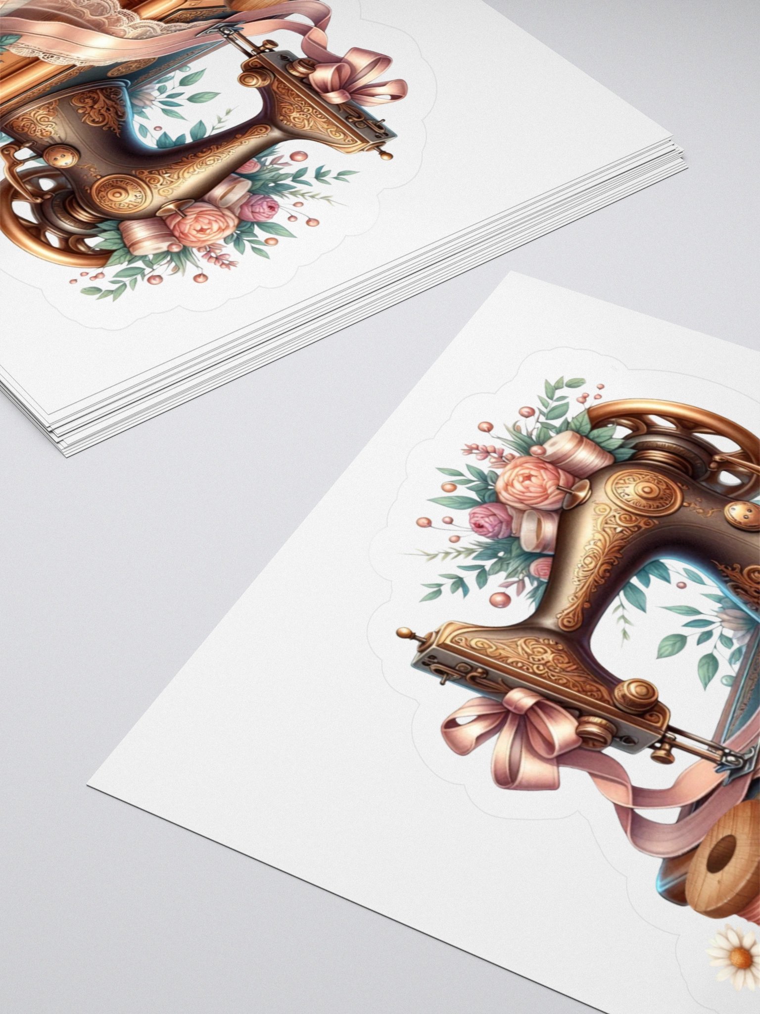 Vintage Sewing Machine Floral Kiss Cut Stickers product image (7)