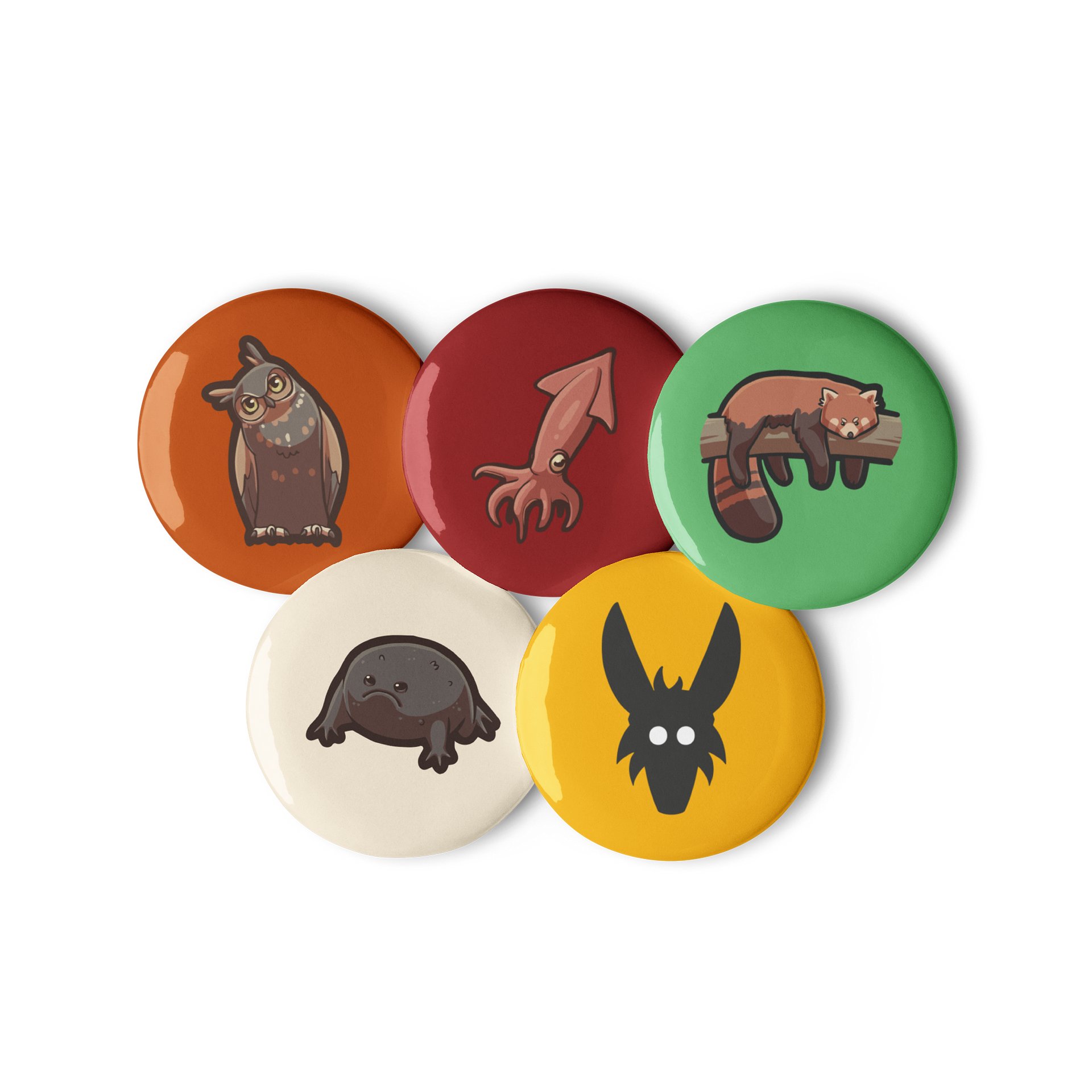 Adorable Animals Pin Buttons - Collection of 5 Animal Designs product image (3)