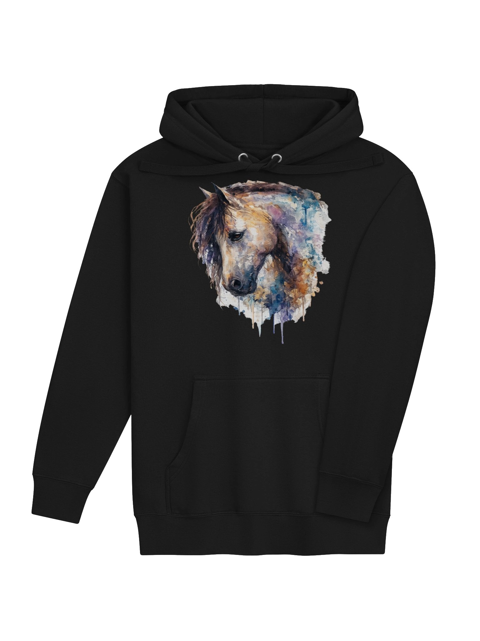 Majestic Watercolor Horse Graphic Hoodie | Vibrant Equestrian Art Sweatshirt product image (6)