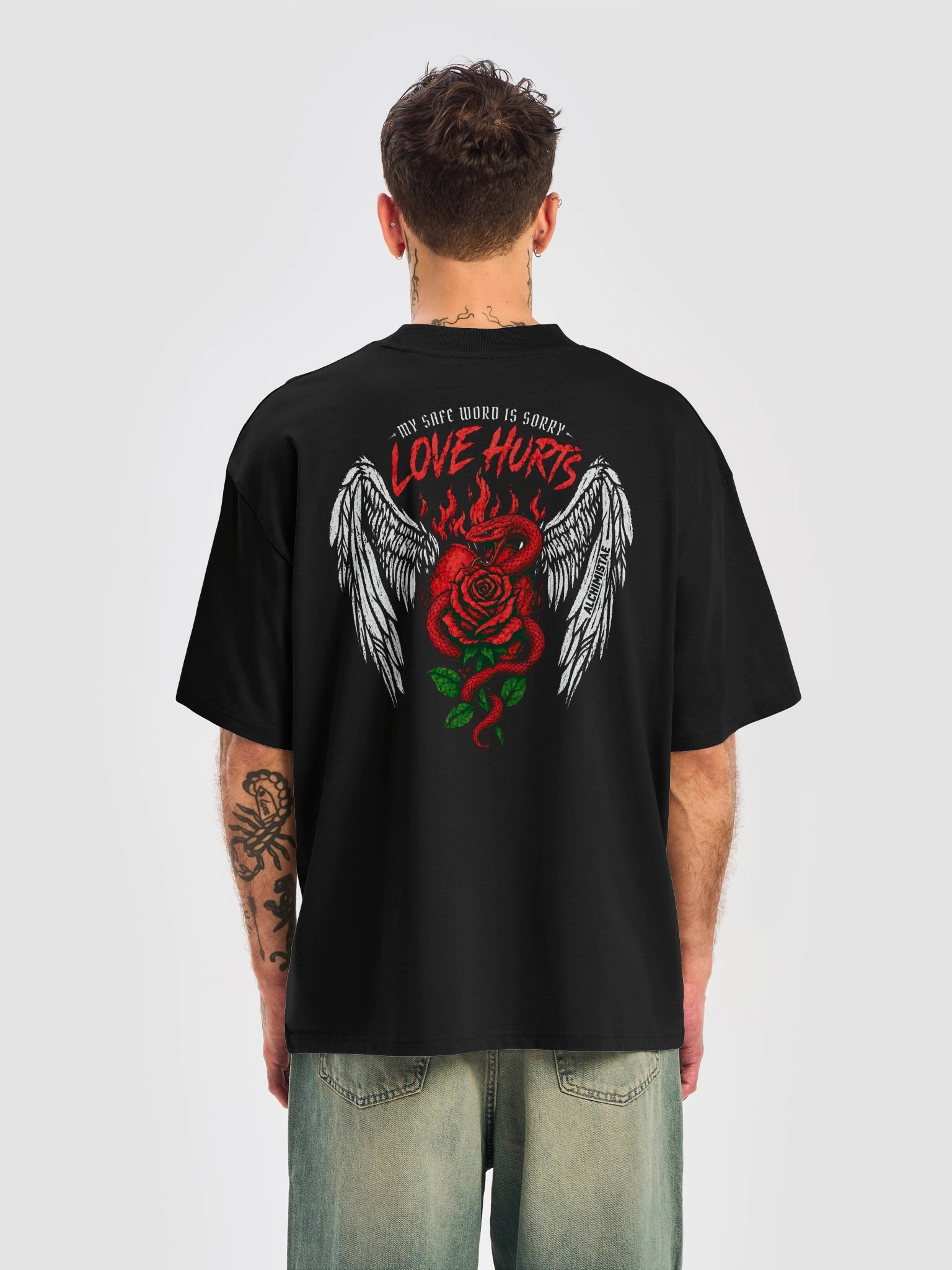 T-Shirt Unisex Oversize Coton Bio Poids Lourd – LOVE HURTS product image (5)