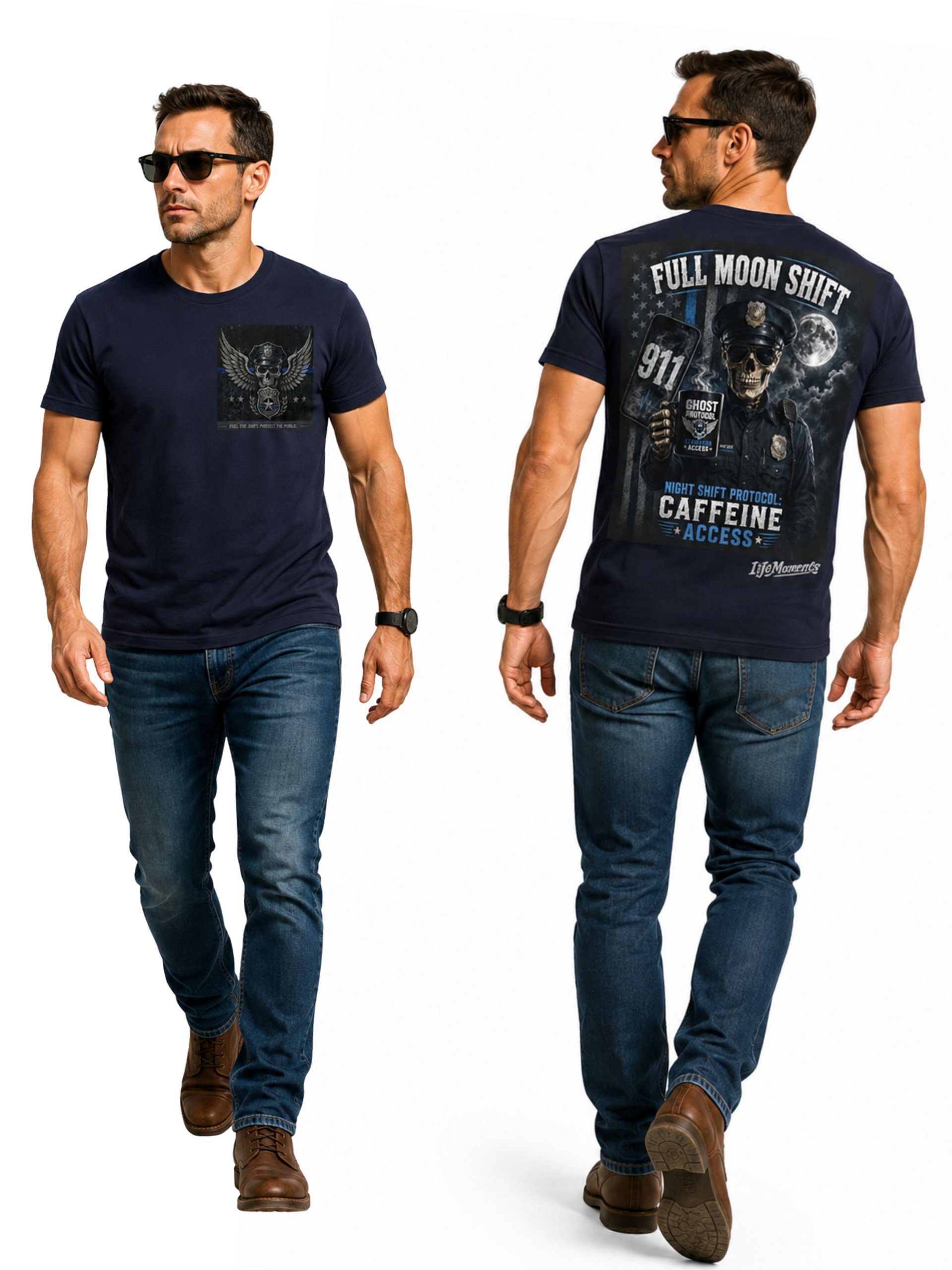 Funny Police Officer Shirt | Night Shift Skeleton Cop Gift | Full Moon Shift product image (1)
