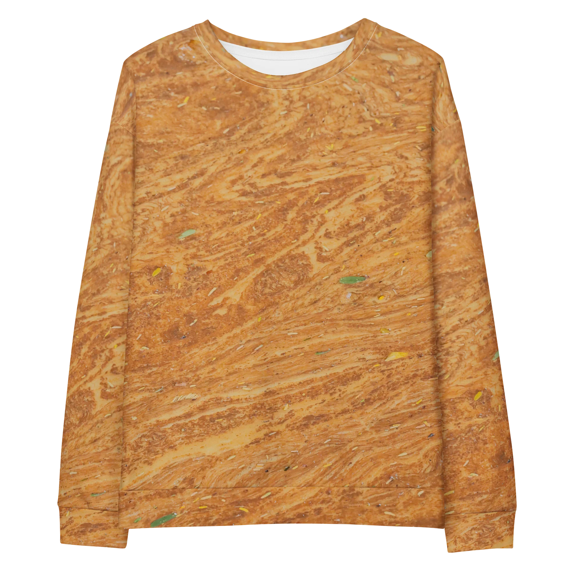 Terracotta Tea: All-Over Print Warm Rust & Leaf Crewneck Unisex CottonSweatshirt product image (1)