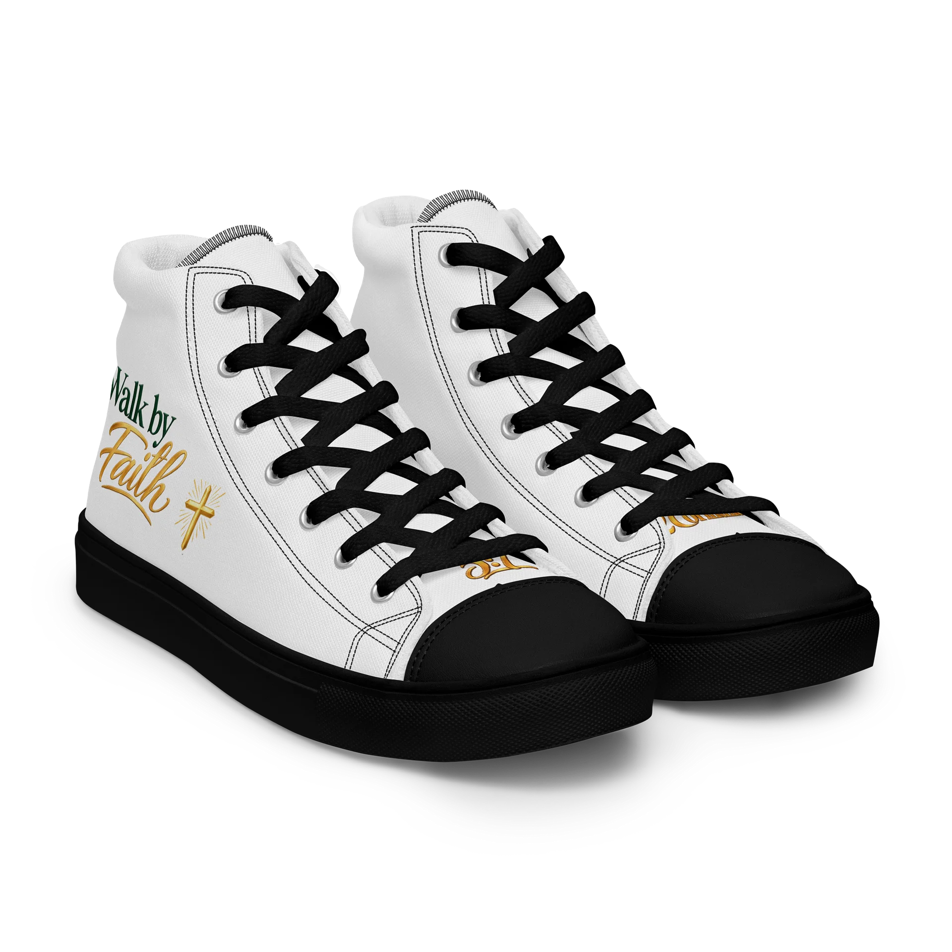 Walk by Faith Women’s High-Top Sneakers – Black & Gold product image (2)
