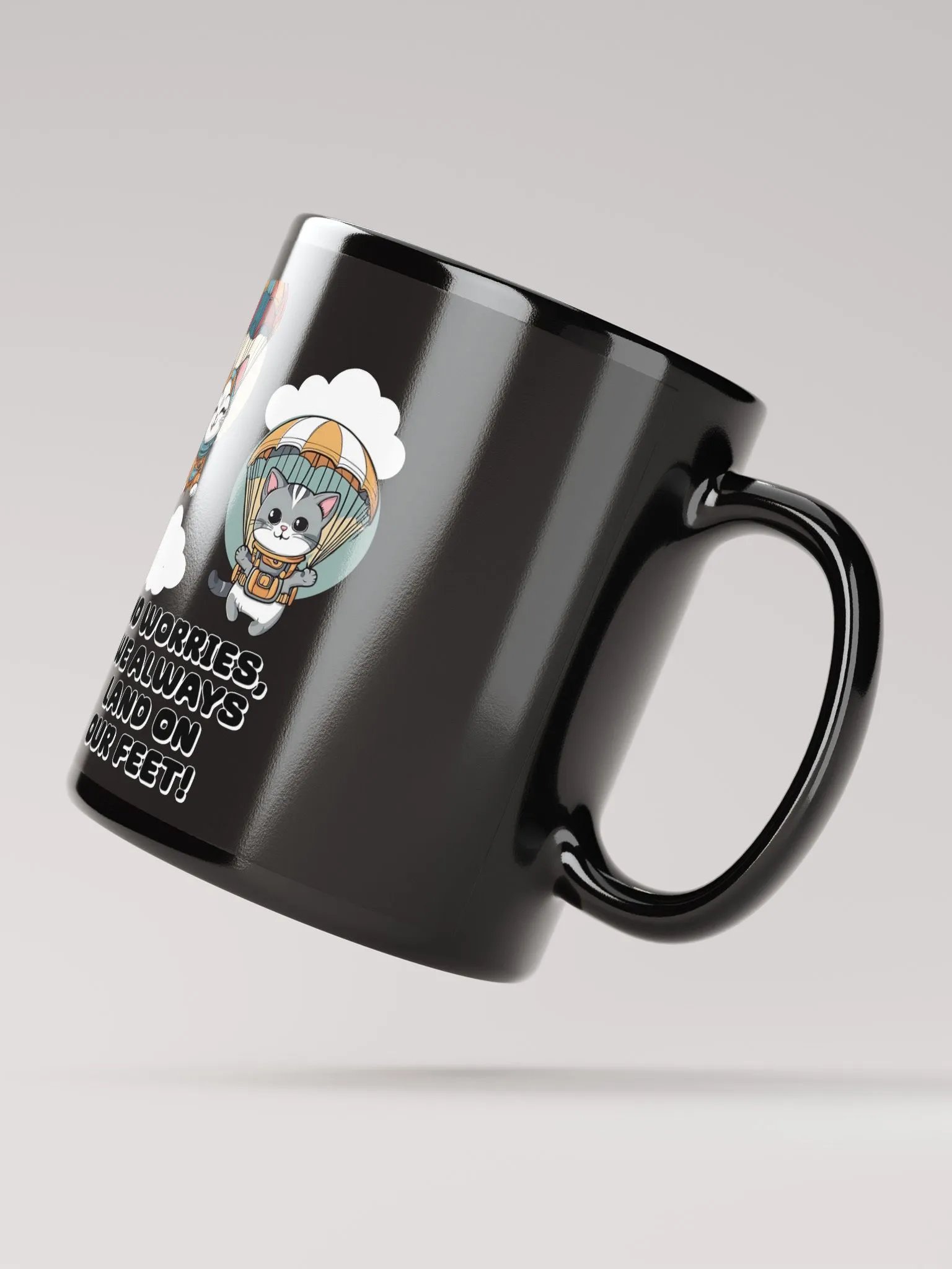 No Worries, We Always Land On Our Feet - Black Mug product image (2)
