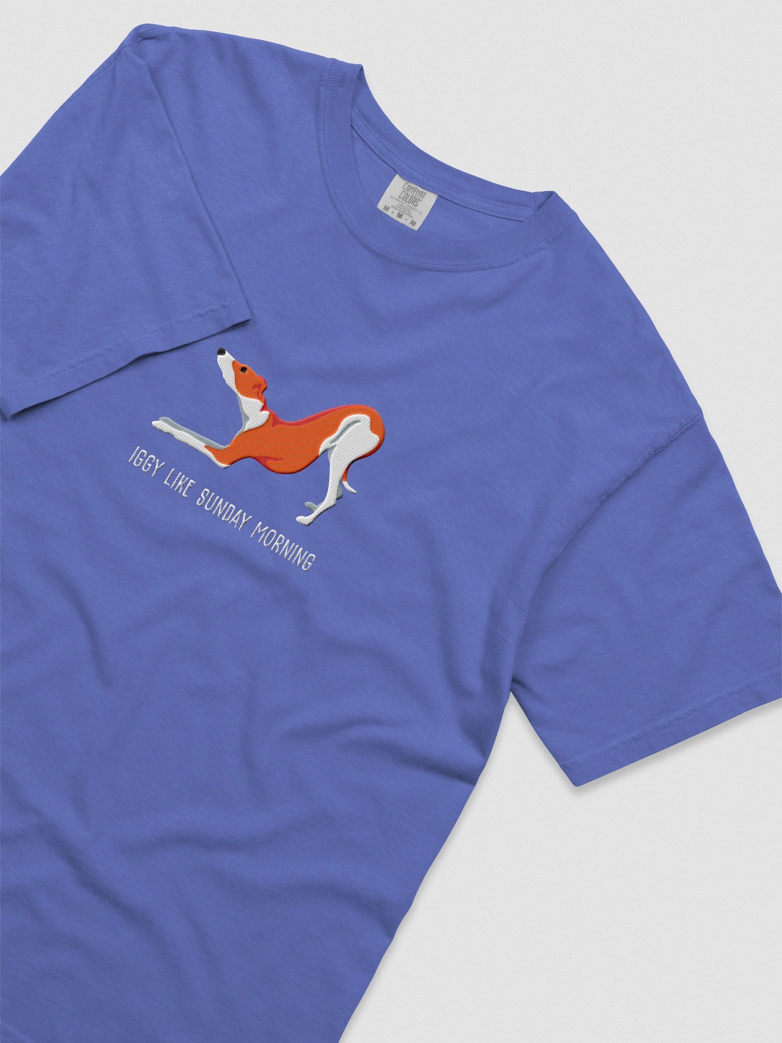 Iggy Like Sunday Morning T-Shirt(Embroidered) of an Italian Greyhound(Red & White) product image (8)