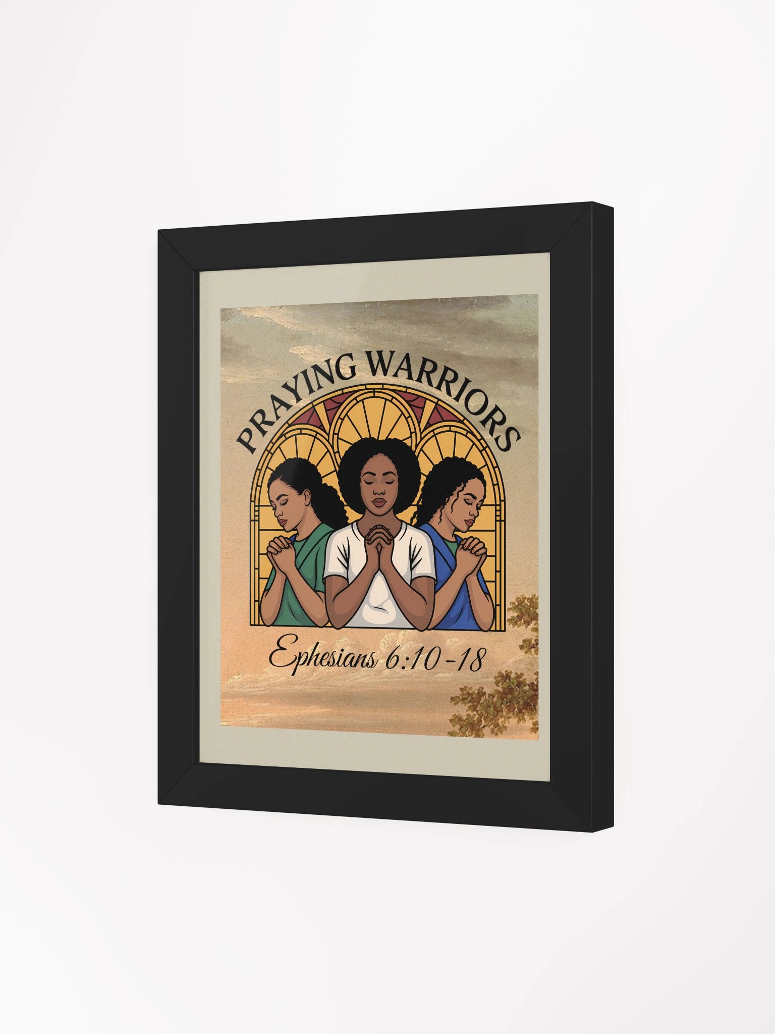 Praying Warrior's Stained Glass Christian Framed Poster product image (3)