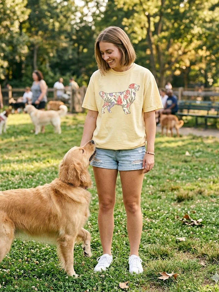Floral Golden Retriever T-Shirt – Comfort Colors 1717 Vintage Dog Lover Graphic Tee product image (1)