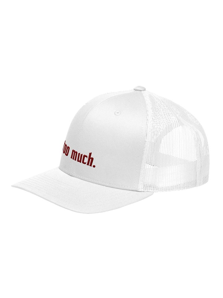 too much. white trucker hat product image (2)