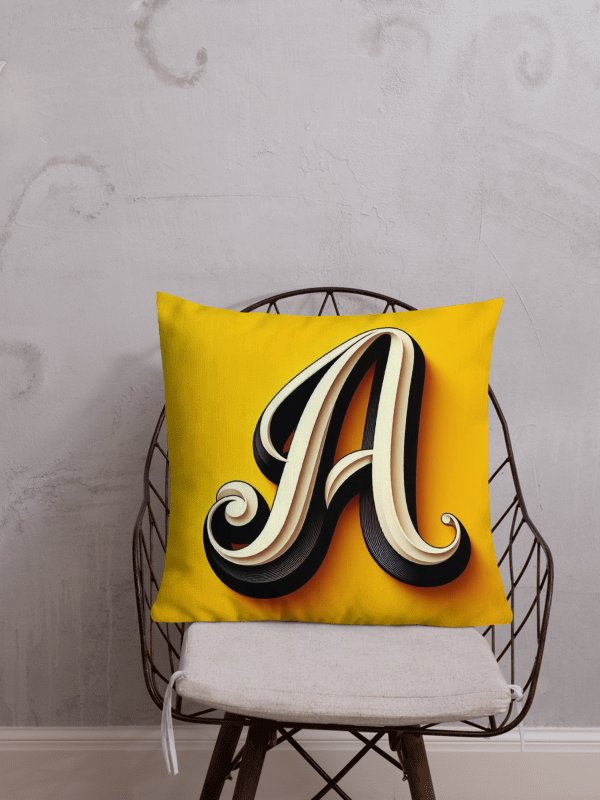 Intricate Monochrome A All-Over Print Pillow | | AI Design initial A product image (1)