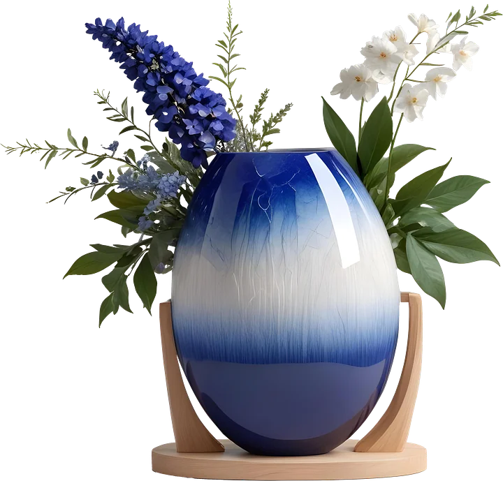 Ocean's Grace – Vase art deco spa decor png product image (1)