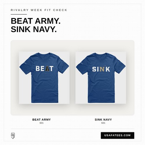 Beat Army! Sink Navy! 

Swipe to slide 2. Hmmmm. Draw whatever conclusions you might

Get the ORIGINAL rivalry tees. One look...