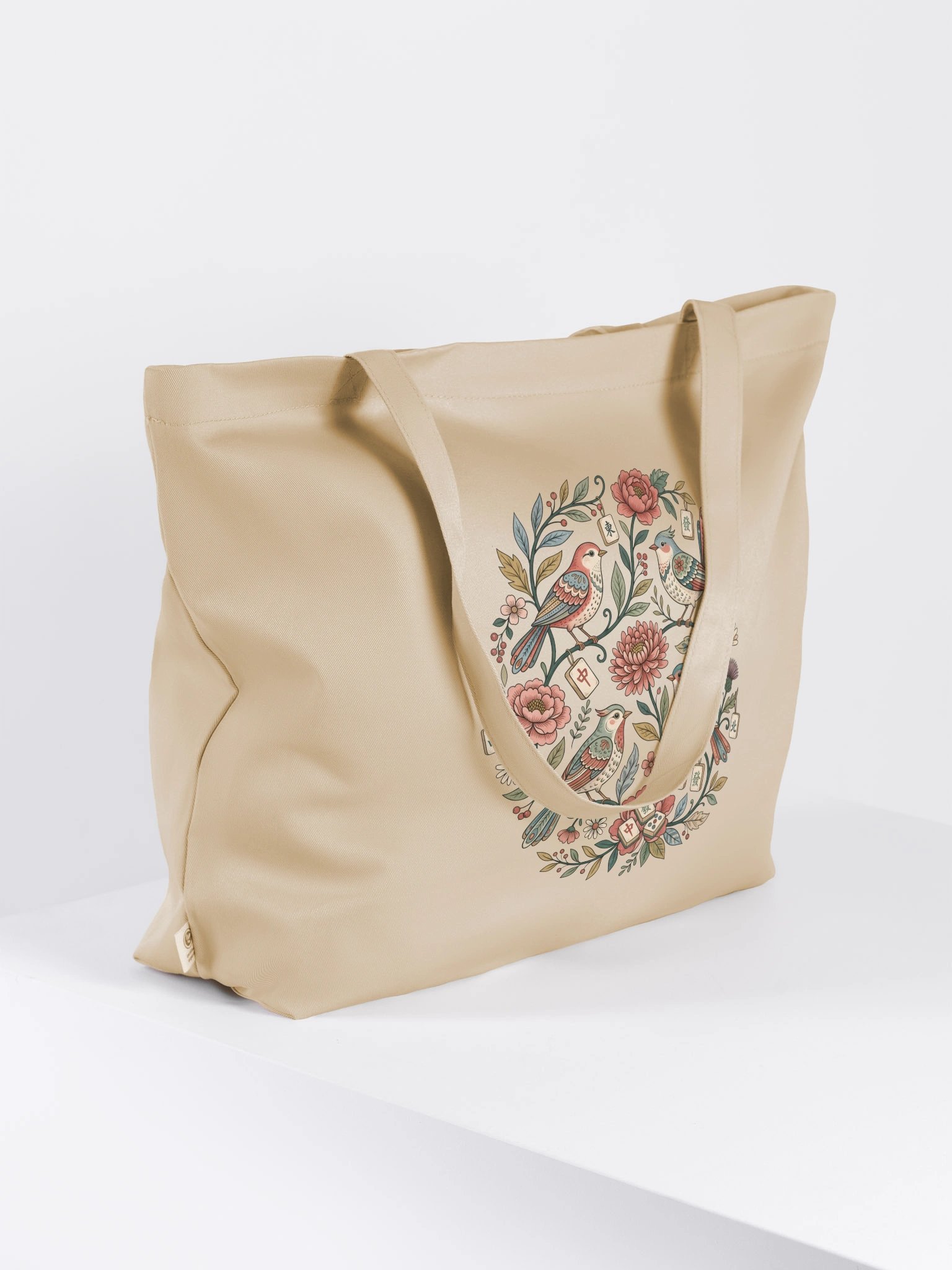 Vintage Floral Mahjong Organic Cotton Tote Bag product image (7)