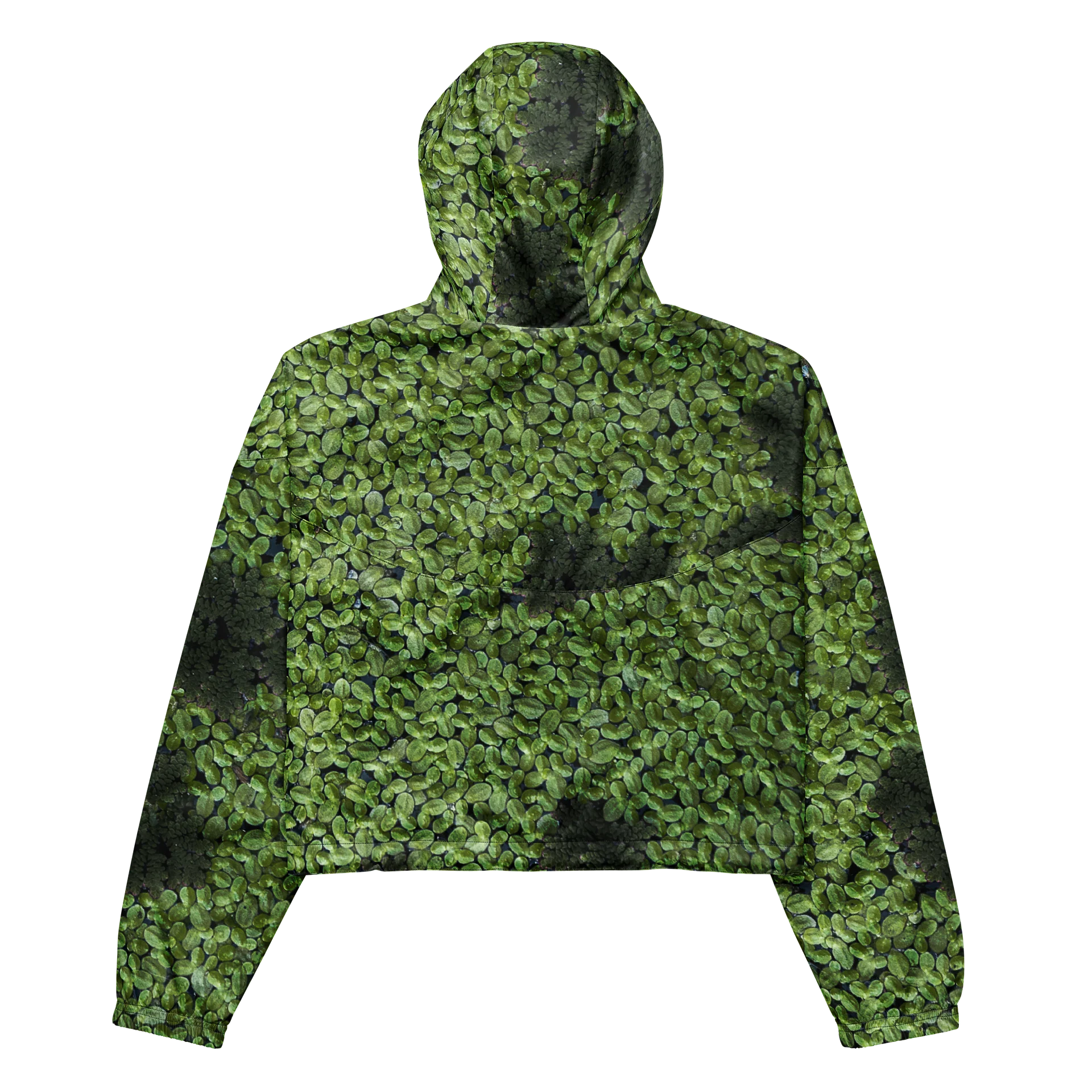 Verdant Life Dark Women's All-Over Print Lush Foliage Cropped Windbreaker product image (5)