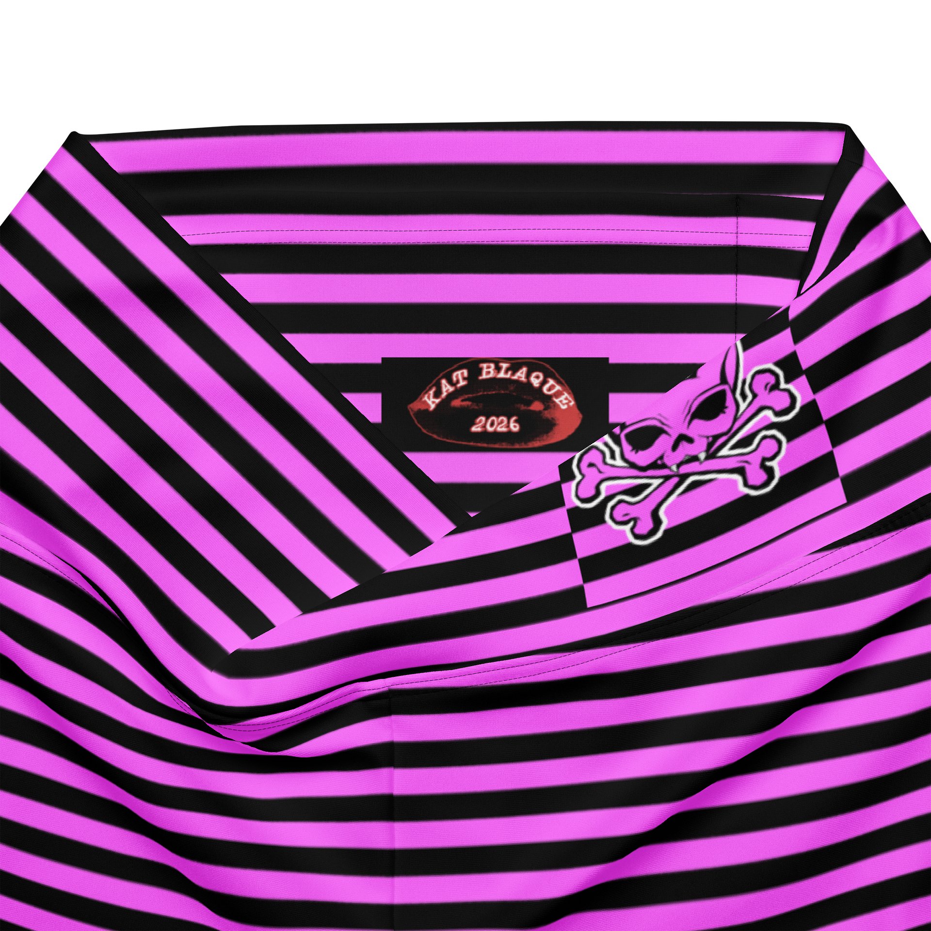 Pink and Blaque Stripped Kat Skull Flares product image (7)